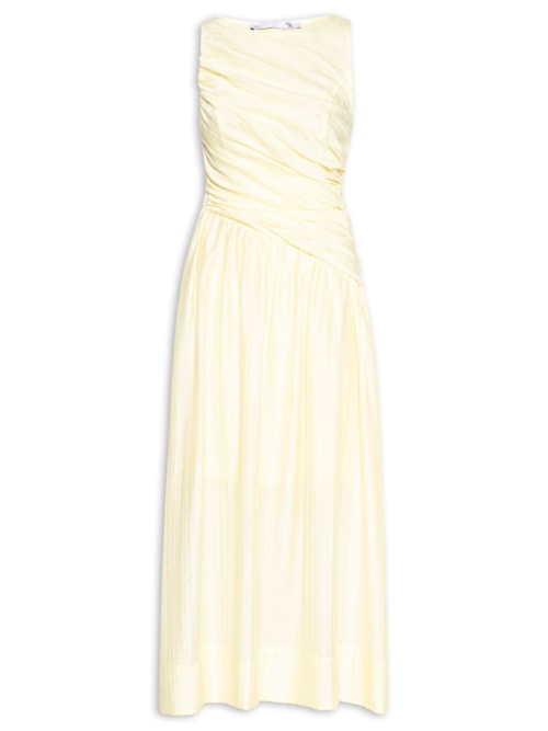 Vestido Midi Drapeado - Amarelo
