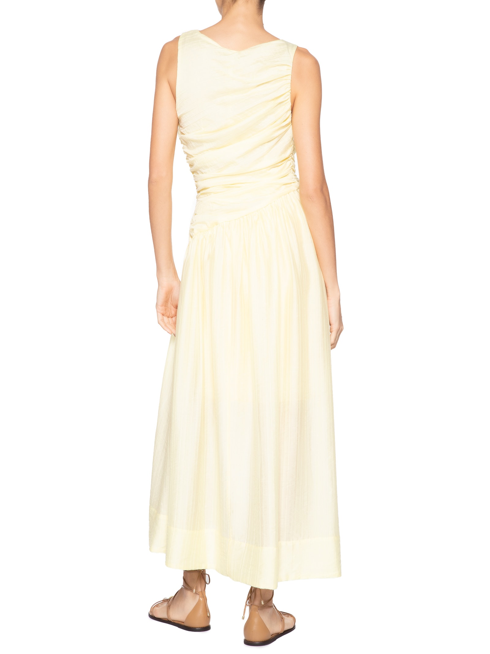 Vestido Midi Drapeado Amarelo '2Essential