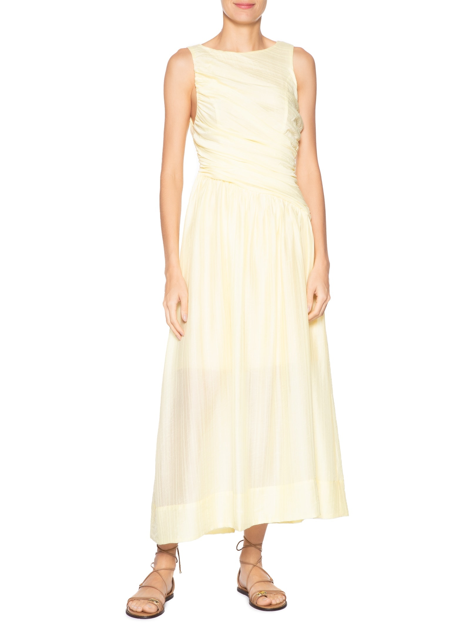 Vestido Midi Drapeado Amarelo '2Essential