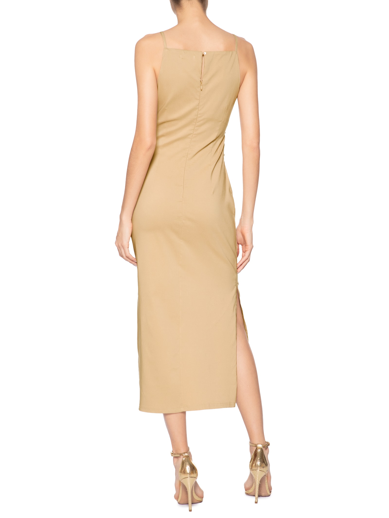 Vestido Midi Drapeado Bege Market 33