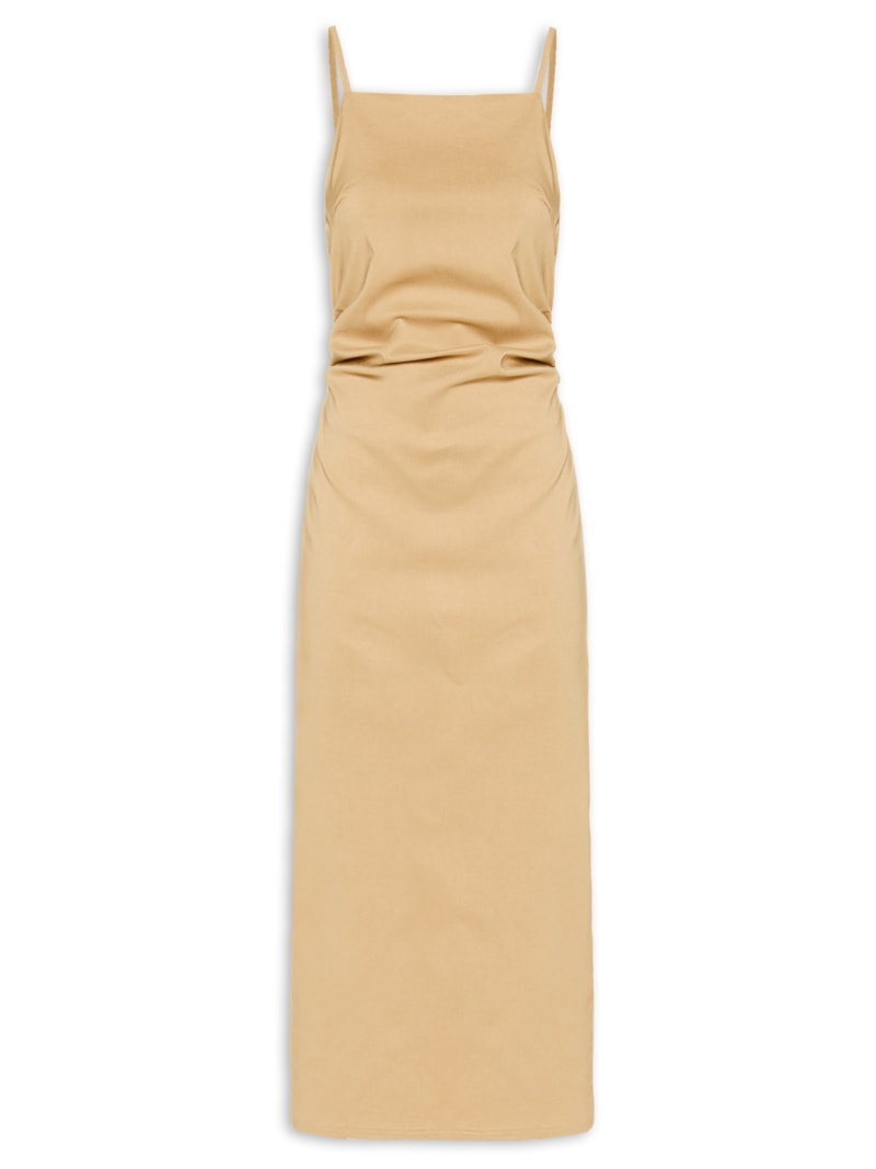 Vestido Midi Drapeado – Bege, Market 33