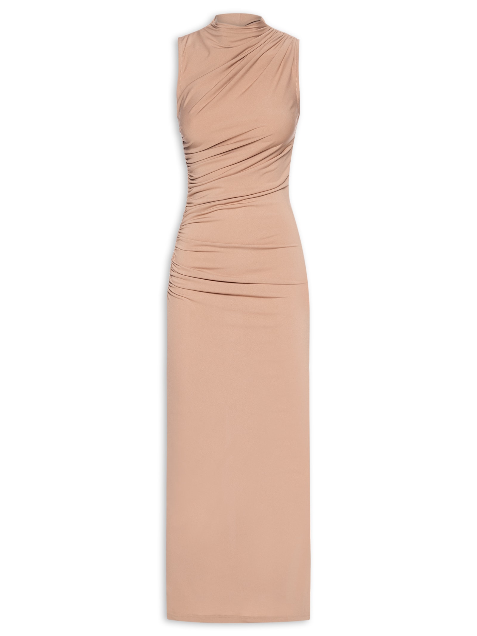 Vestido Midi Drapeado Bege Market 33