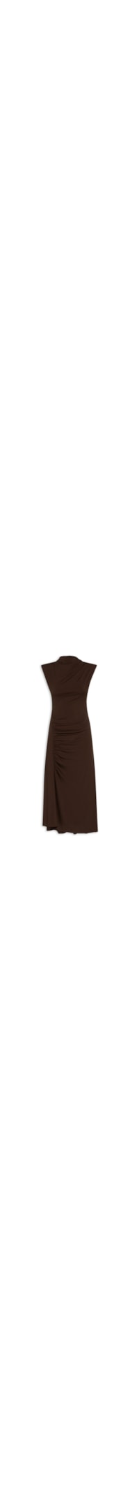 Vestido Midi Drapeado - Marrom