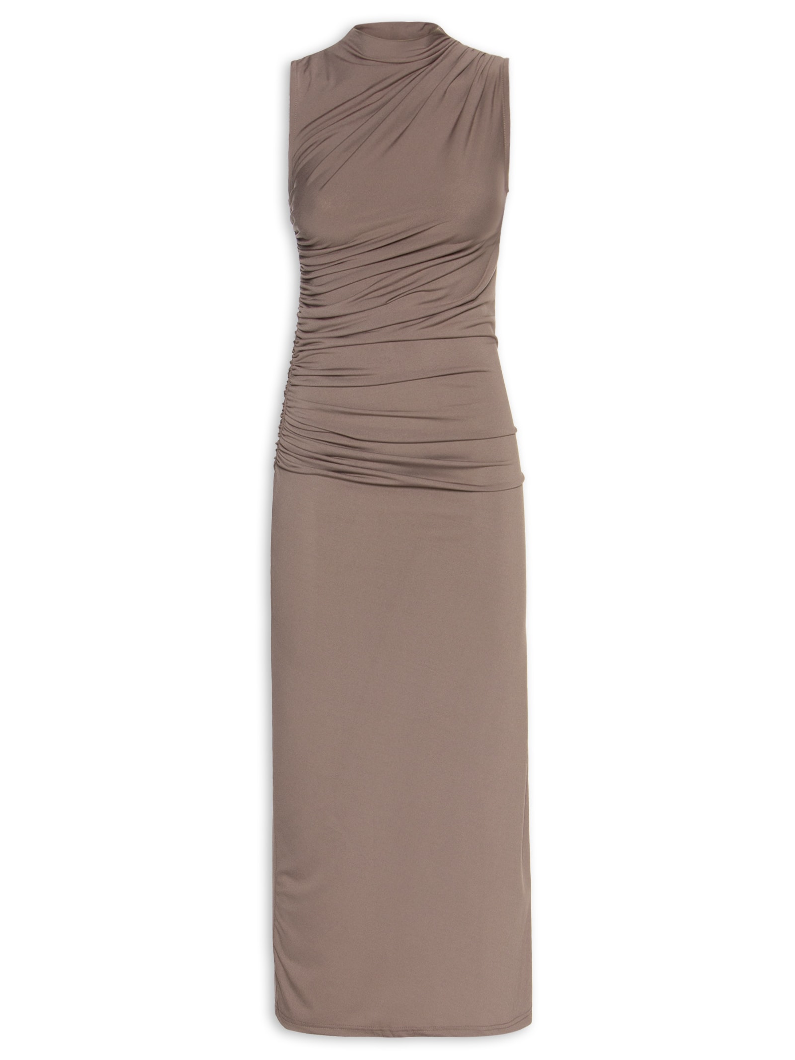 Vestido Midi Drapeado Marrom Market 33