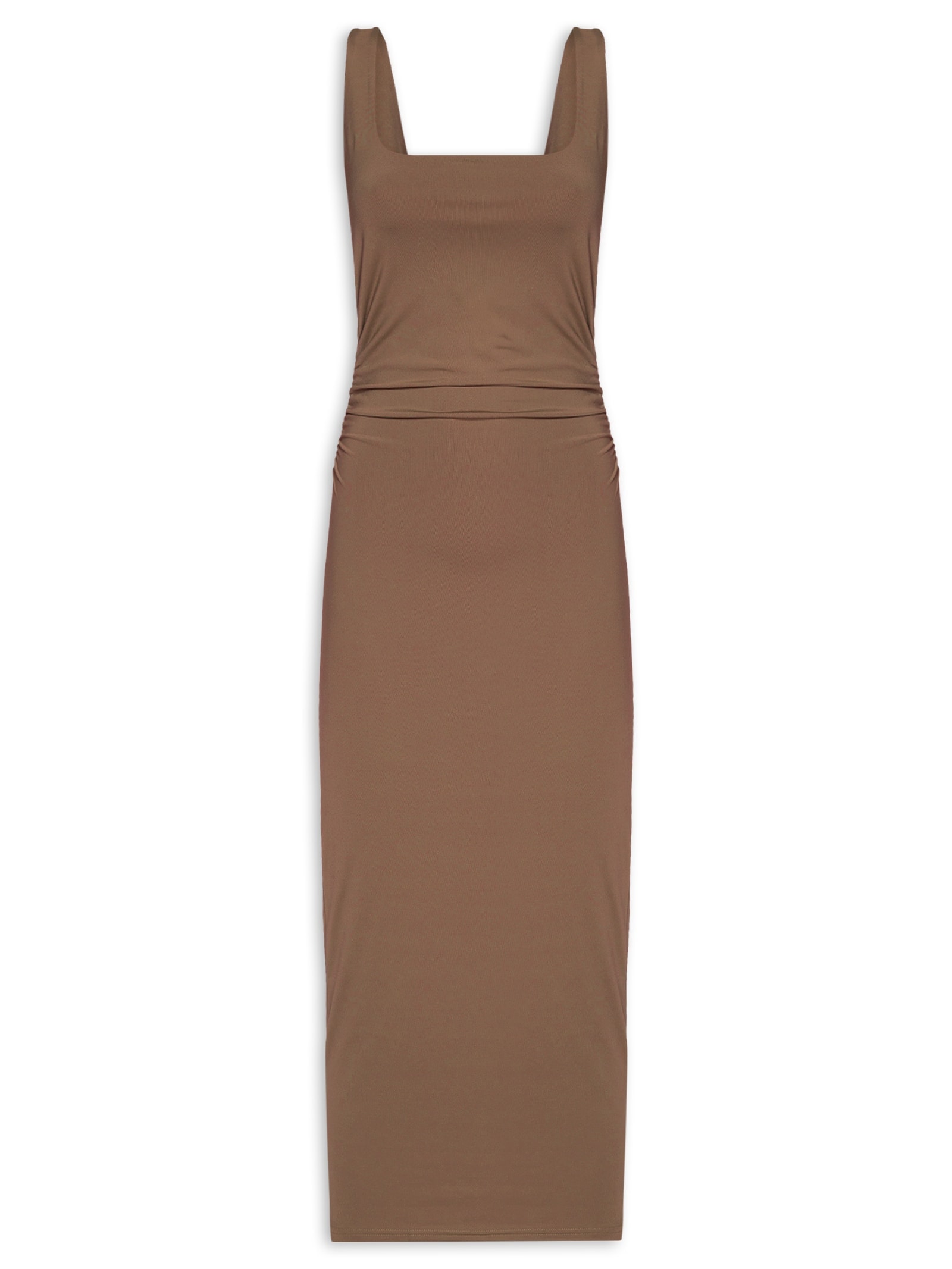 Vestido Midi Drapeado Marrom Market 33