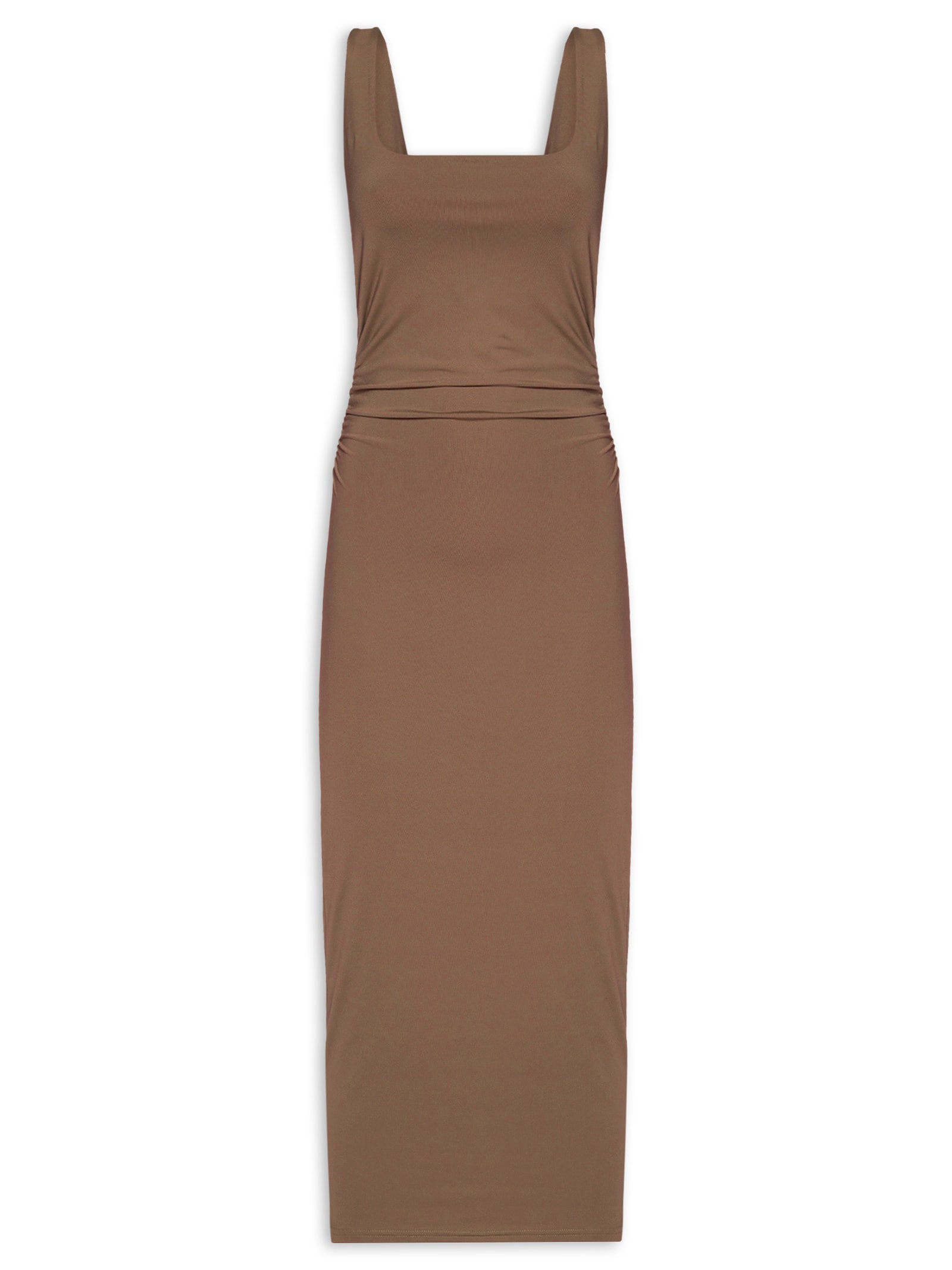 Vestido Midi Drapeado Marrom Market 33