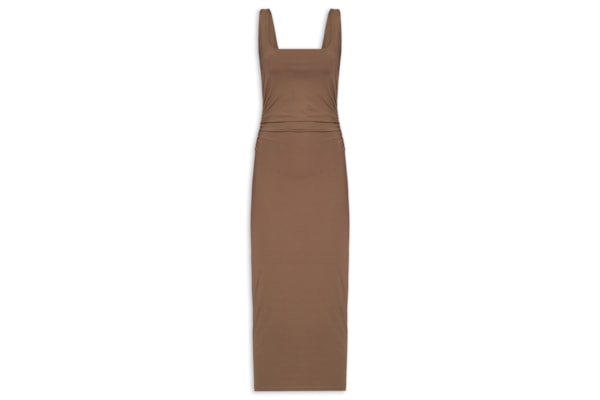 Vestido Midi Drapeado - Marrom