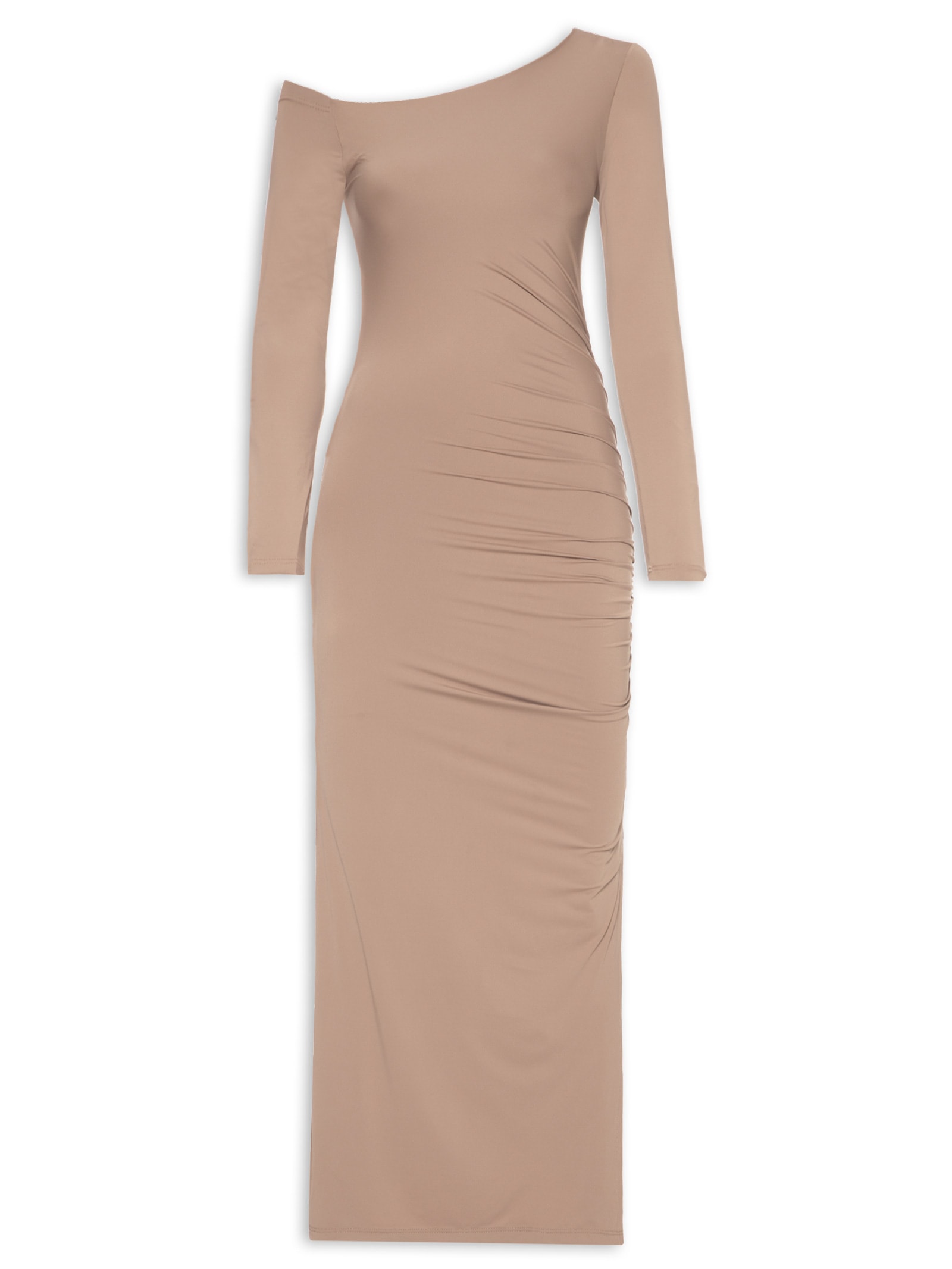 Vestido Midi Drapeado Marrom Market 33