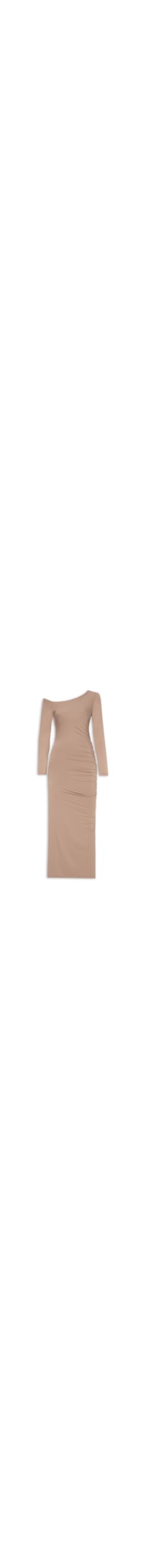 Vestido Midi Drapeado - Marrom