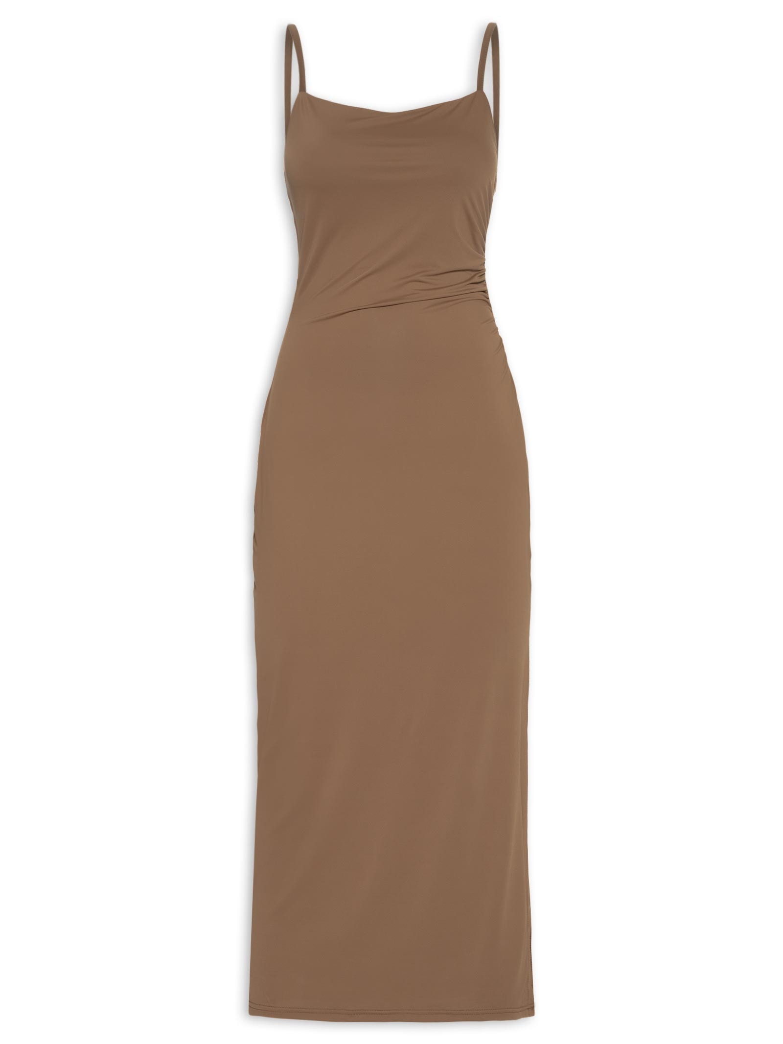 Vestido Midi Drapeado Marrom Market 33