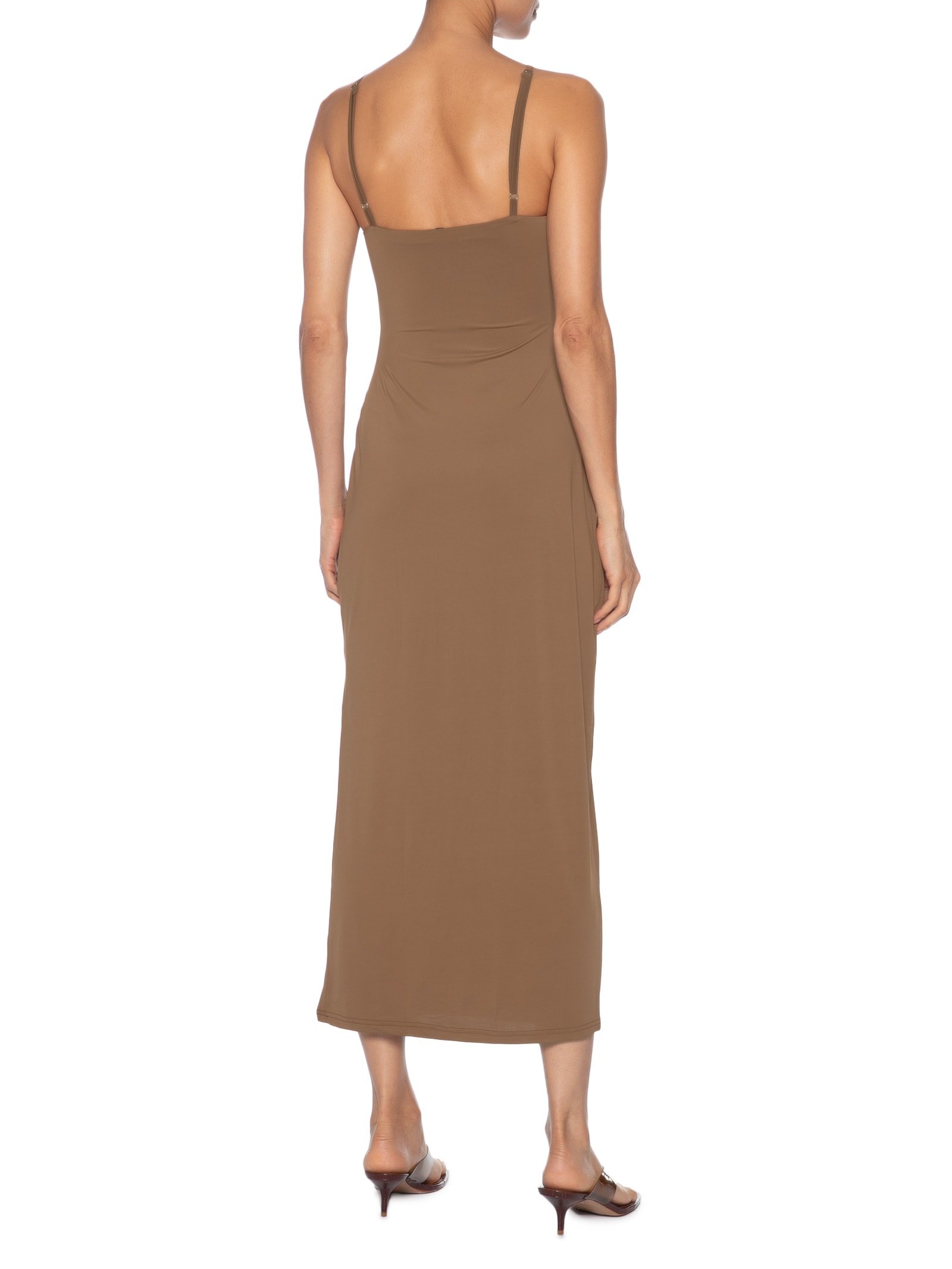 Vestido Midi Drapeado Marrom Market 33