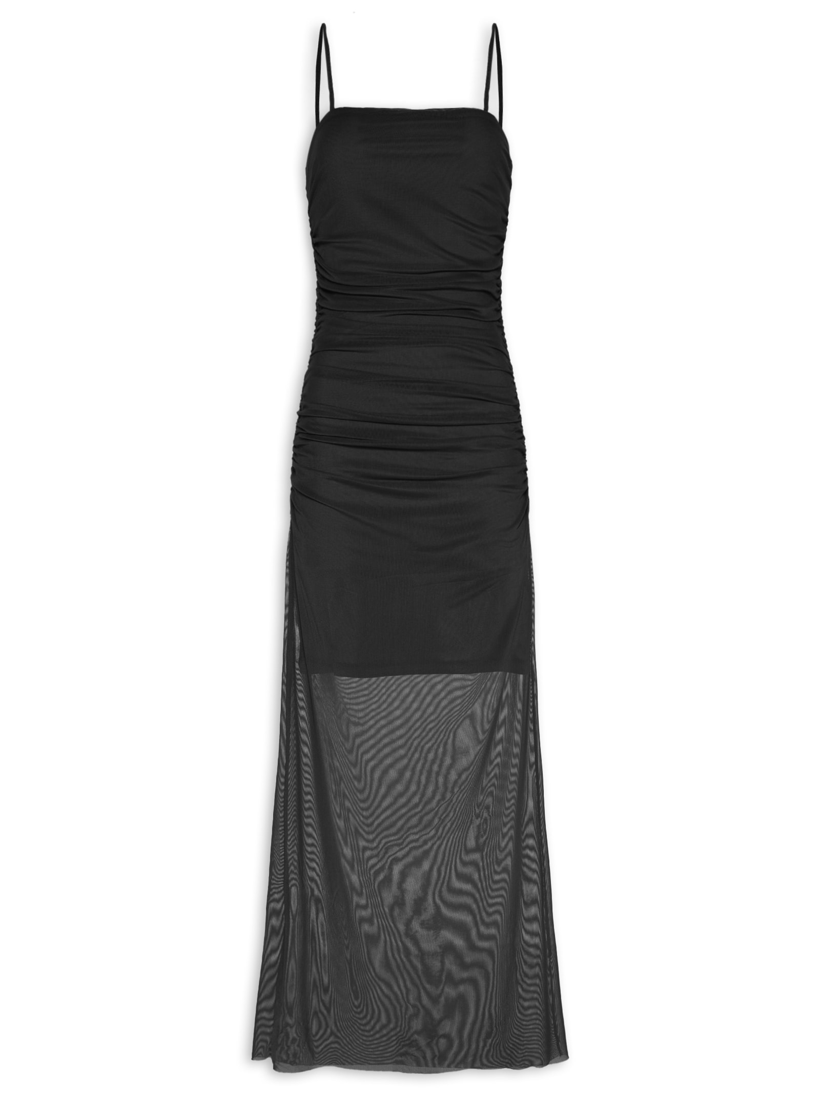 Vestido Midi Drapeado Preto Market 33