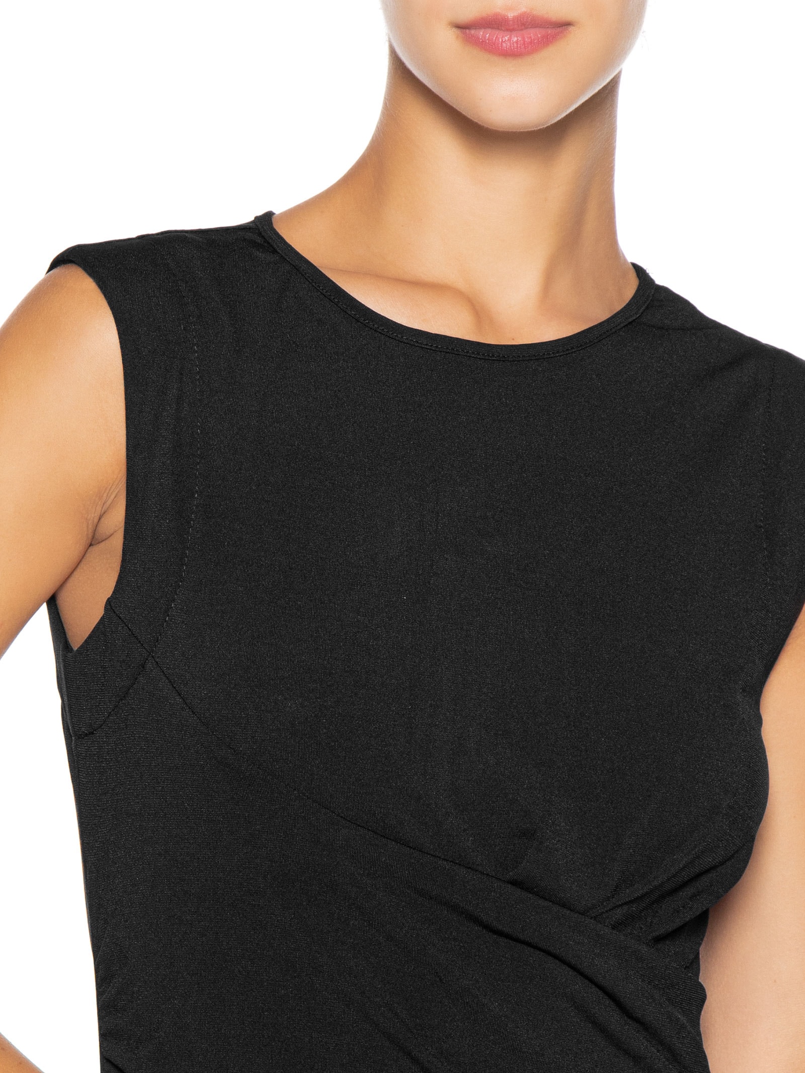 Vestido Midi Drapeado Preto Basiq