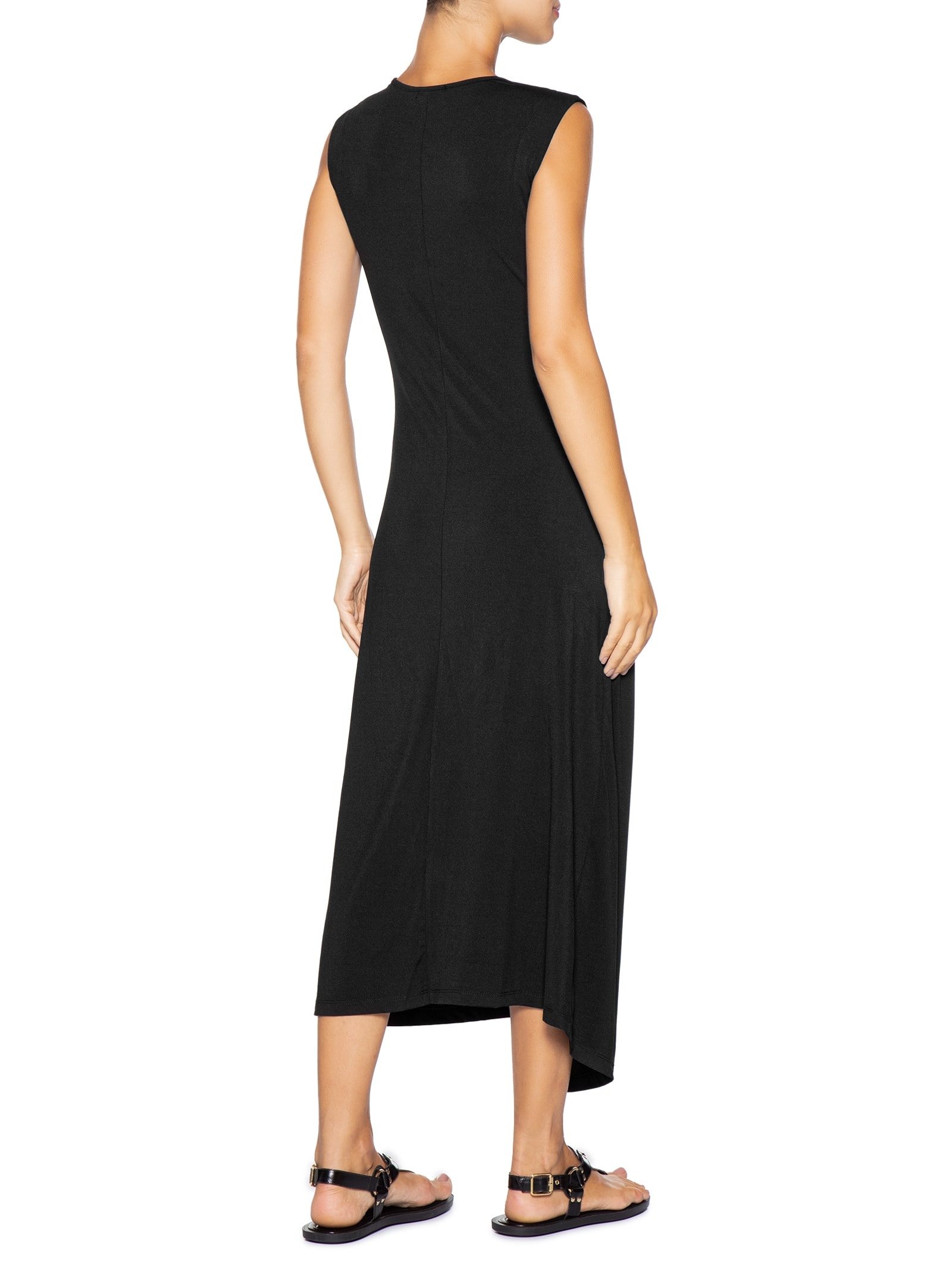 Vestido Midi Drapeado Preto Basiq