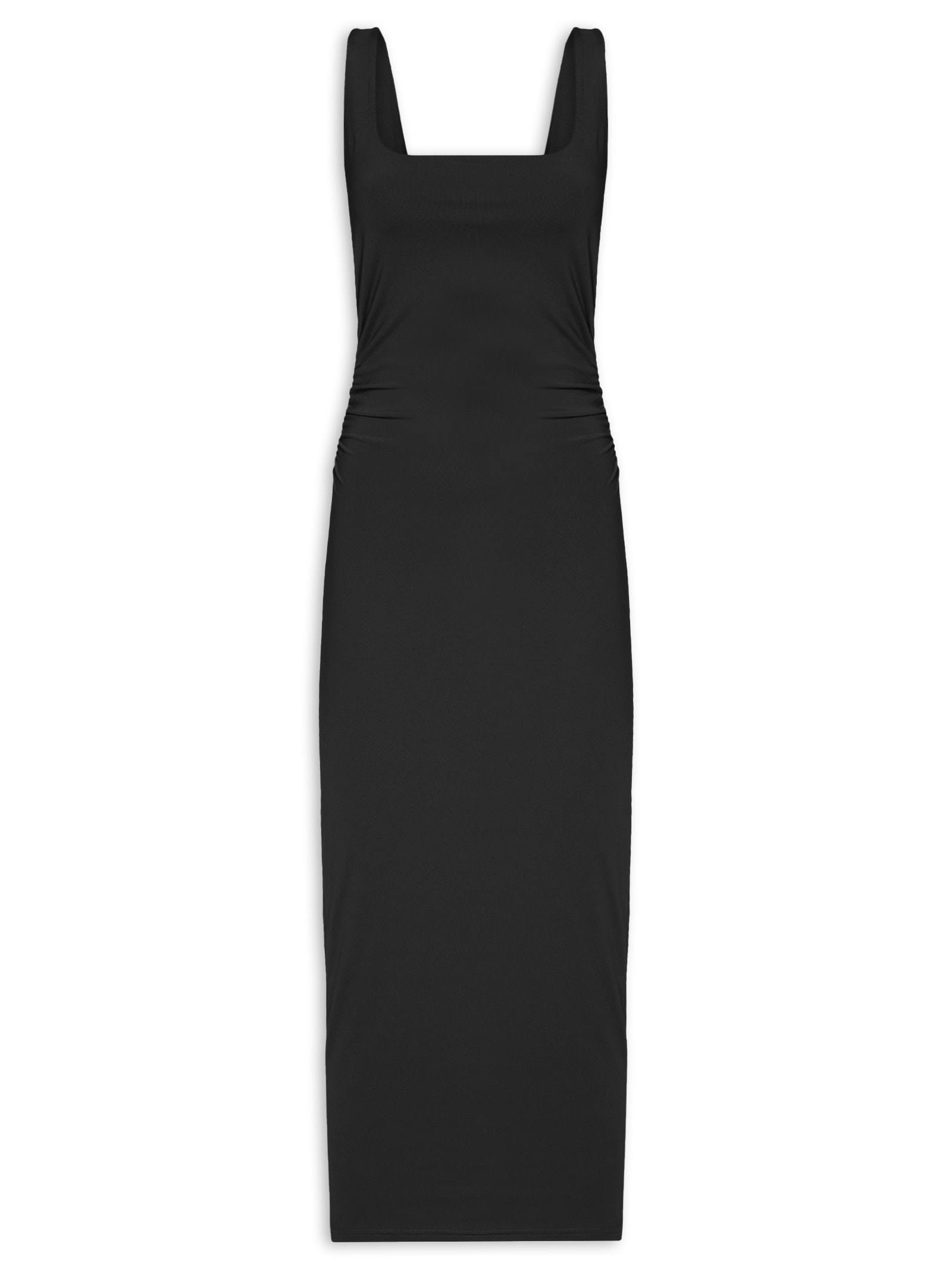 Vestido Midi Drapeado Preto Market 33