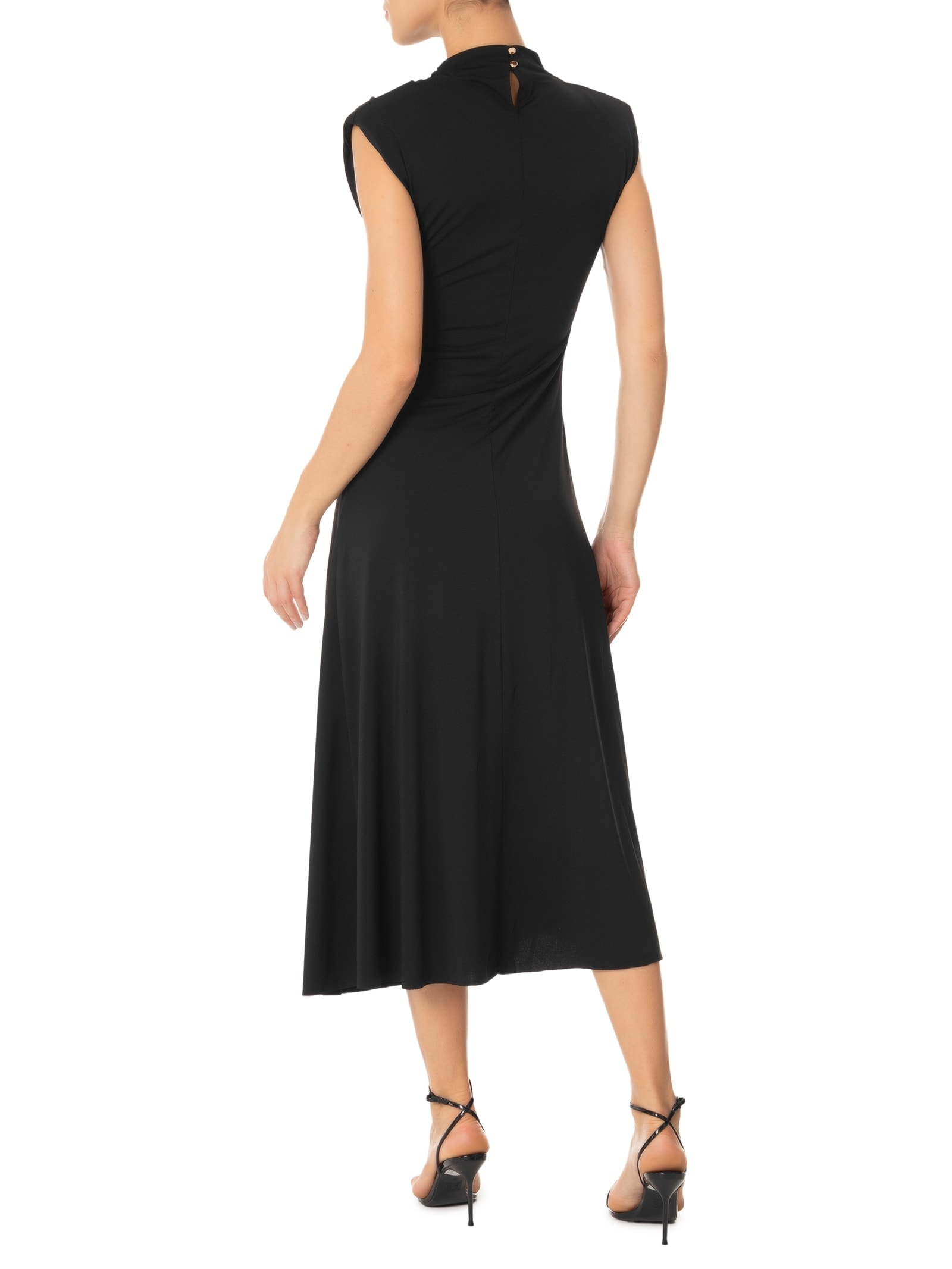 Vestido Midi Drapeado Preto Market 33