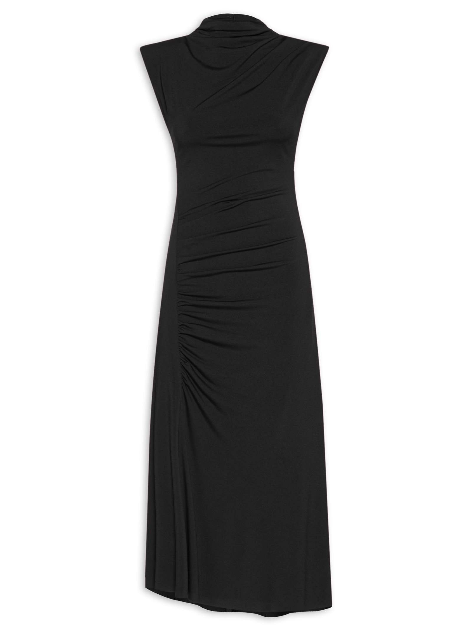 Vestido Midi Drapeado Preto Market 33