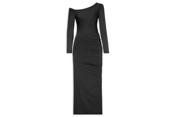 Vestido Midi Drapeado - Preto