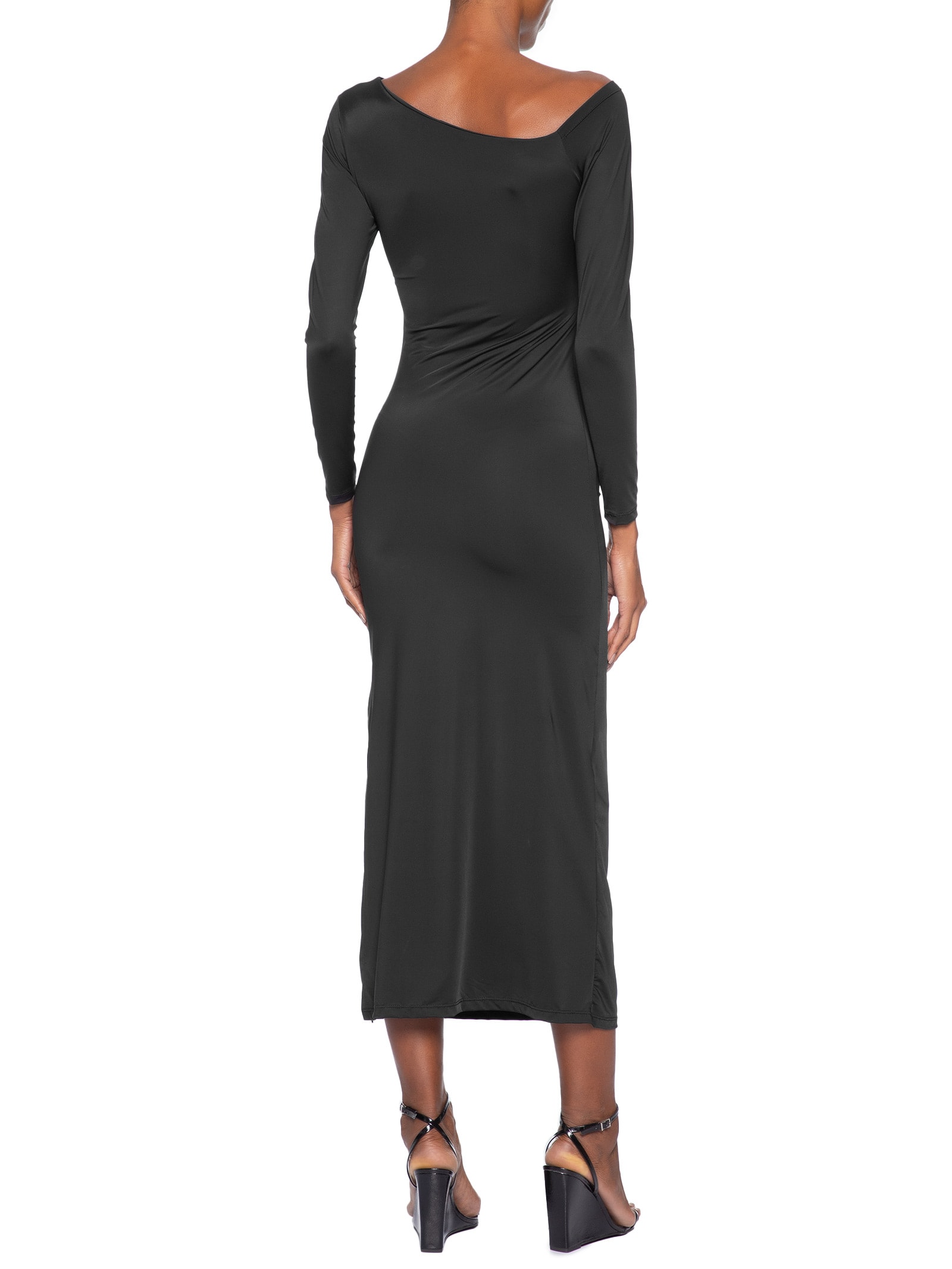 Vestido Midi Drapeado Preto Market 33