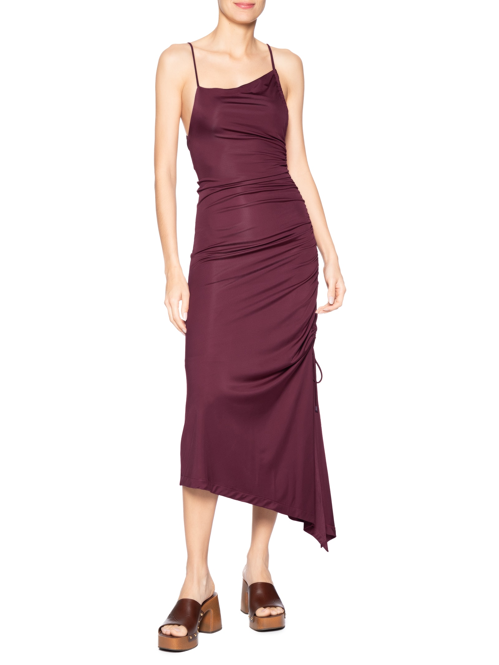 Vestido Midi Drapeado Roxo Farm