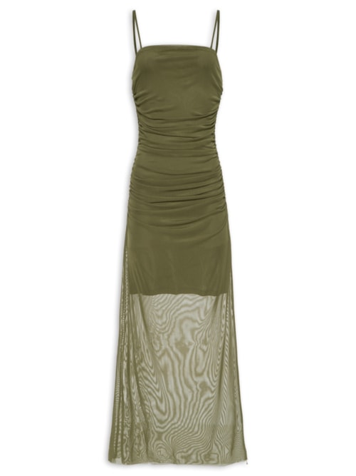 Vestido Midi Drapeado – Verde