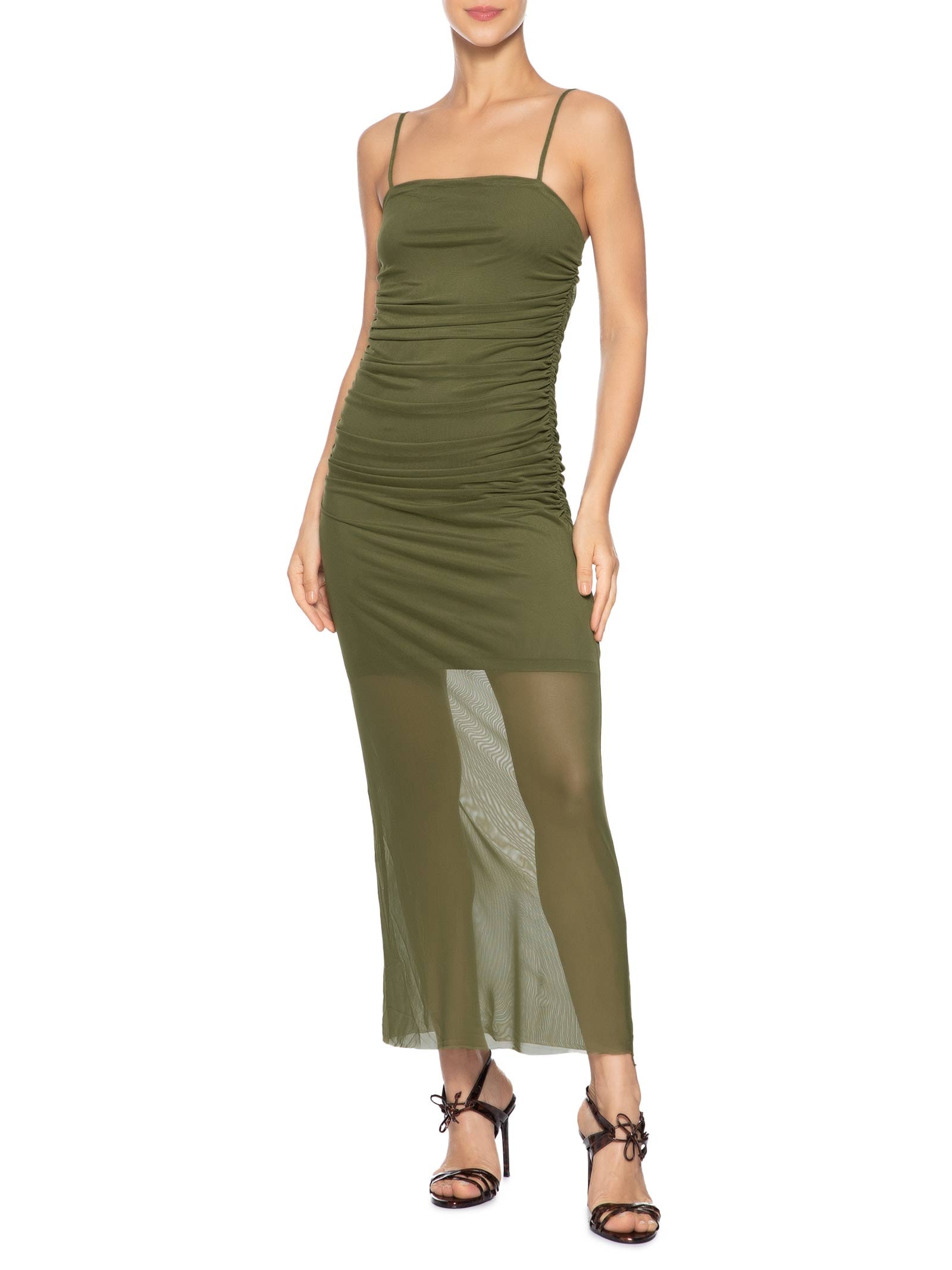 Vestido Midi Drapeado Verde Market 33
