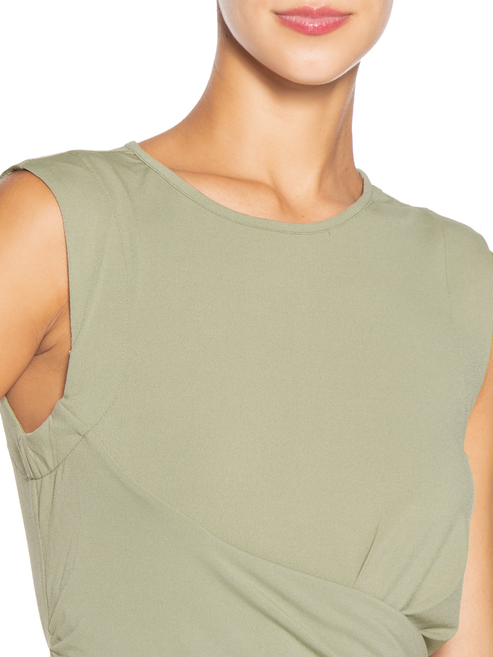 Vestido Midi Drapeado Verde Basiq