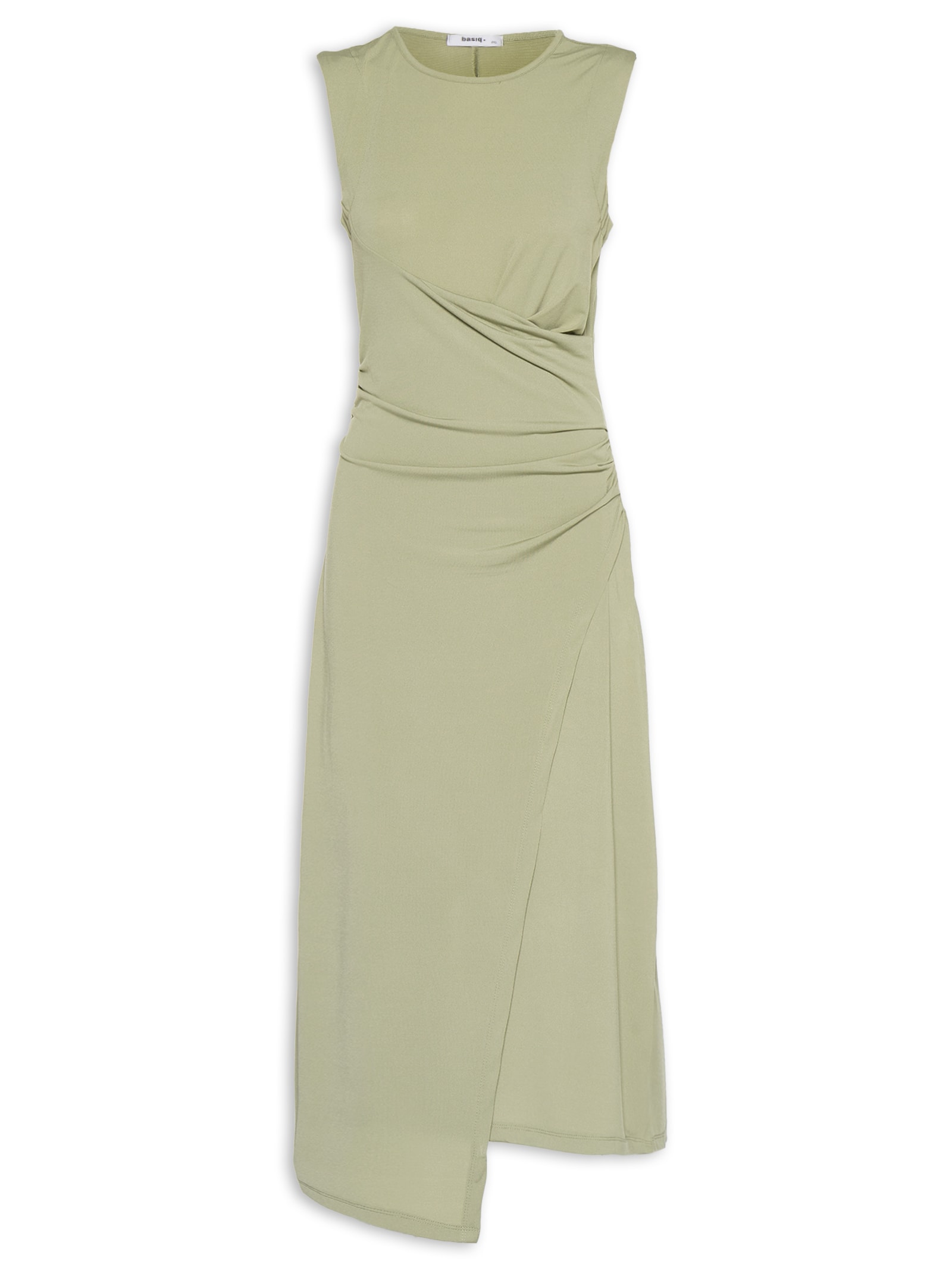 Vestido Midi Drapeado Verde Basiq