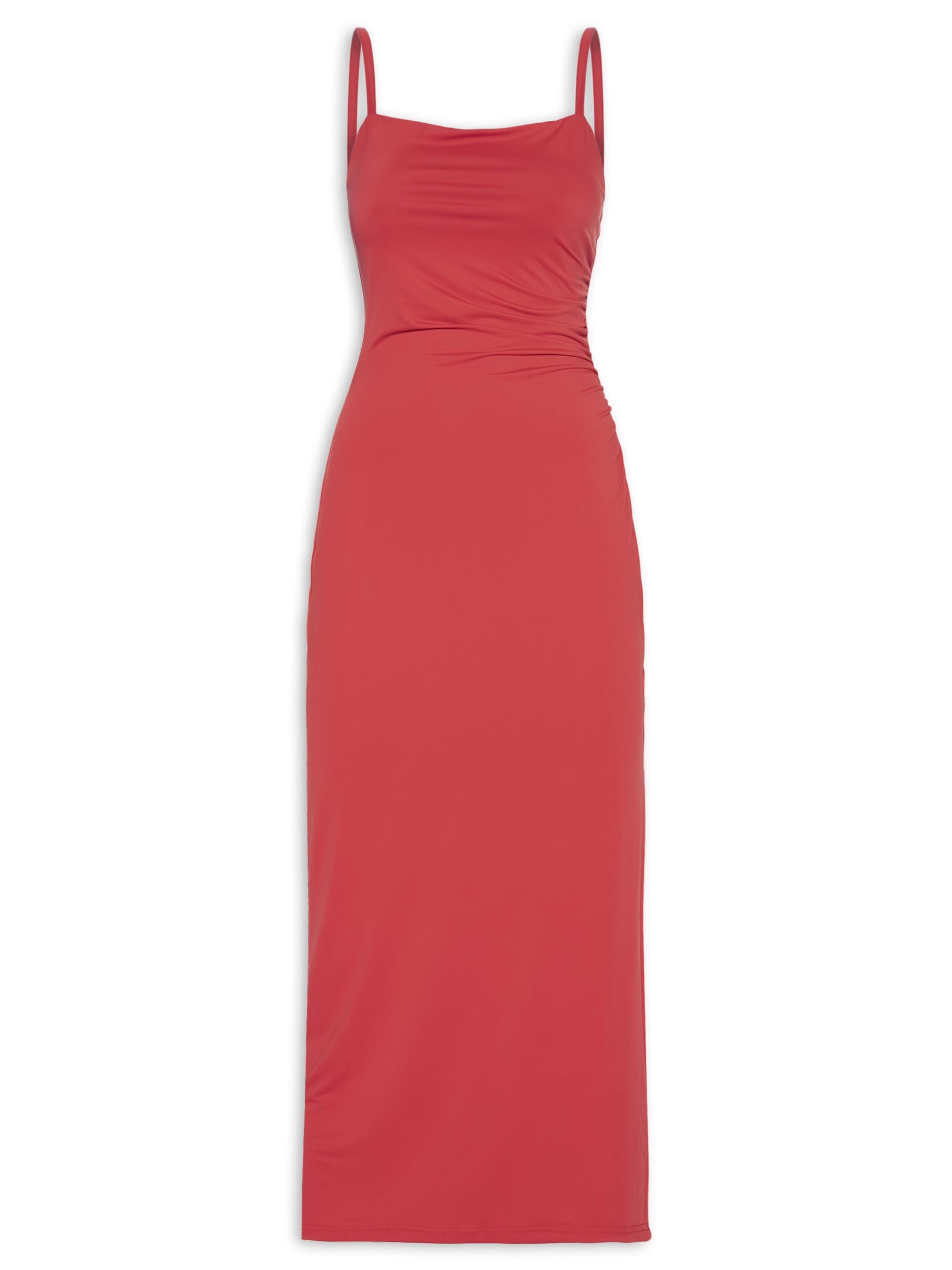 Vestido Midi Drapeado Vermelho Market 33
