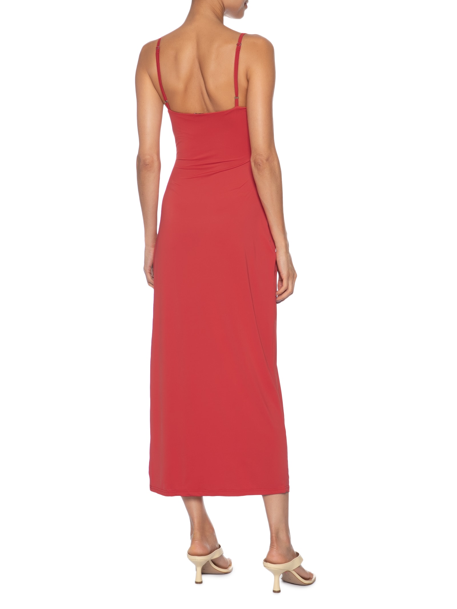 Vestido Midi Drapeado Vermelho Market 33