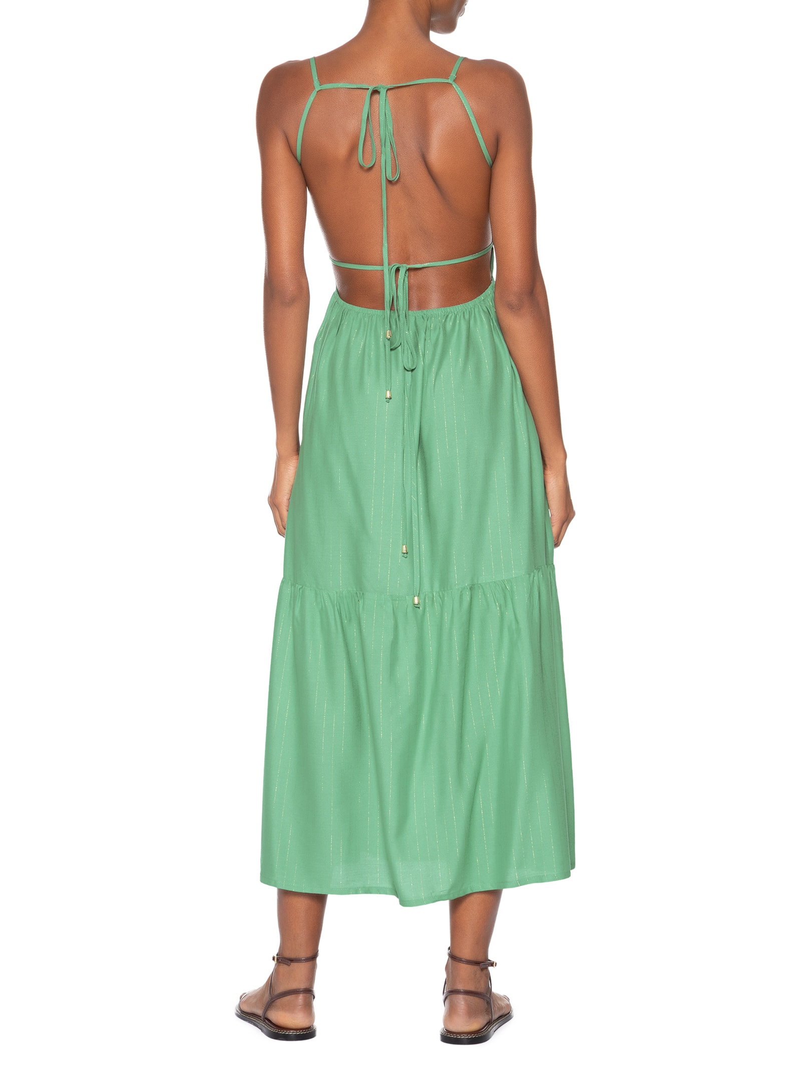 Vestido Midi Elástico Busto Verde Cacay