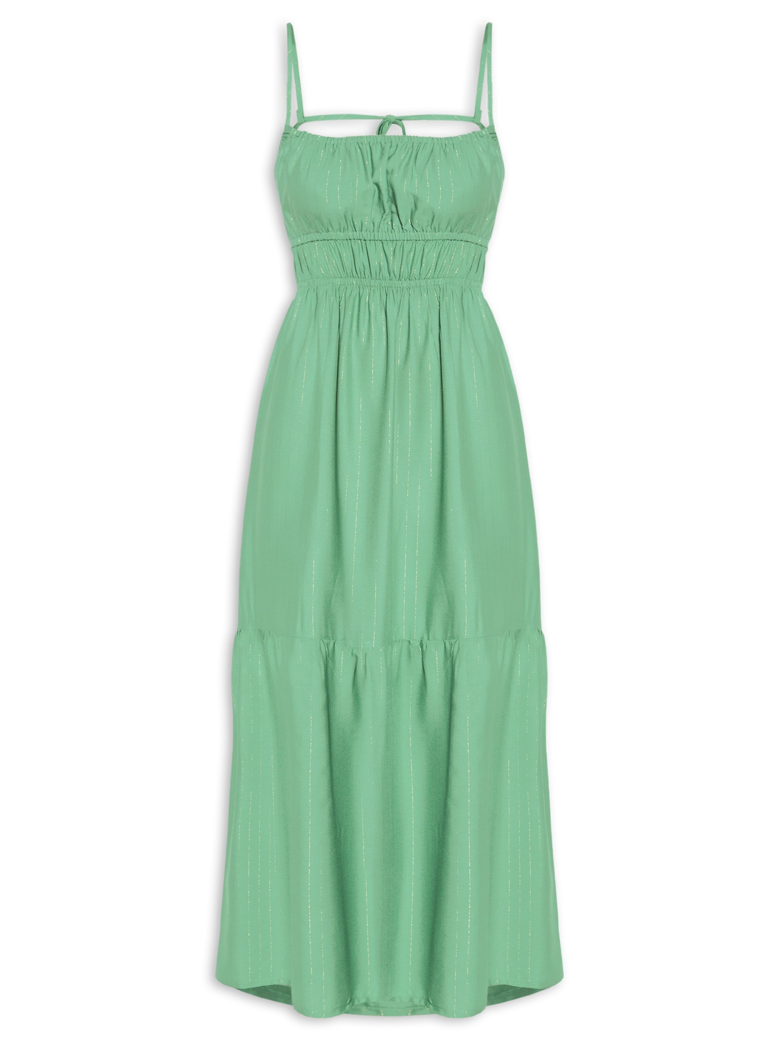Vestido Midi Elástico Busto Verde Cacay
