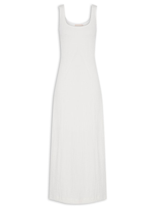 Vestido Midi Em Decote Quadrado - Branco