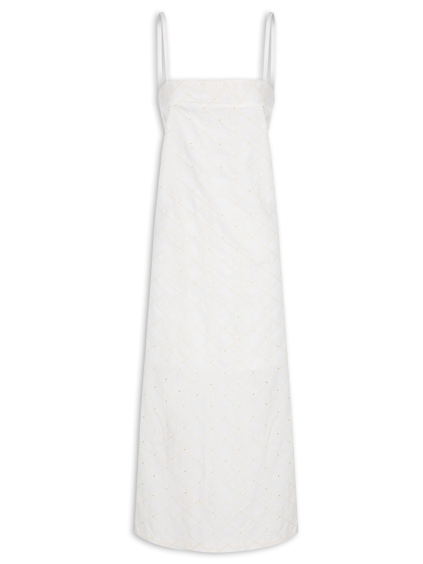 Vestido Midi Em Linho Bordado Off White '2Essential
