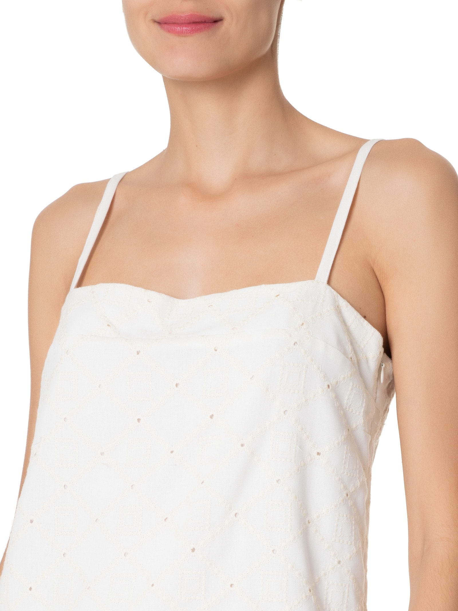 Vestido Midi Em Linho Bordado Off White '2Essential