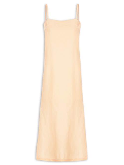 Vestido Midi Em Linho Misto – Amarelo