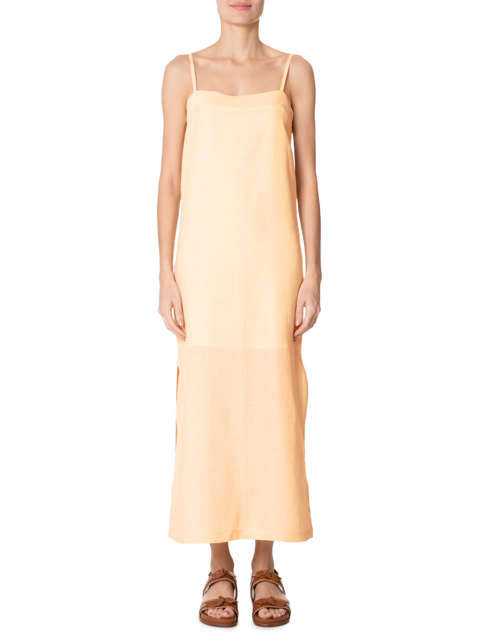 Vestido Midi Em Linho Misto Amarelo '2Essential