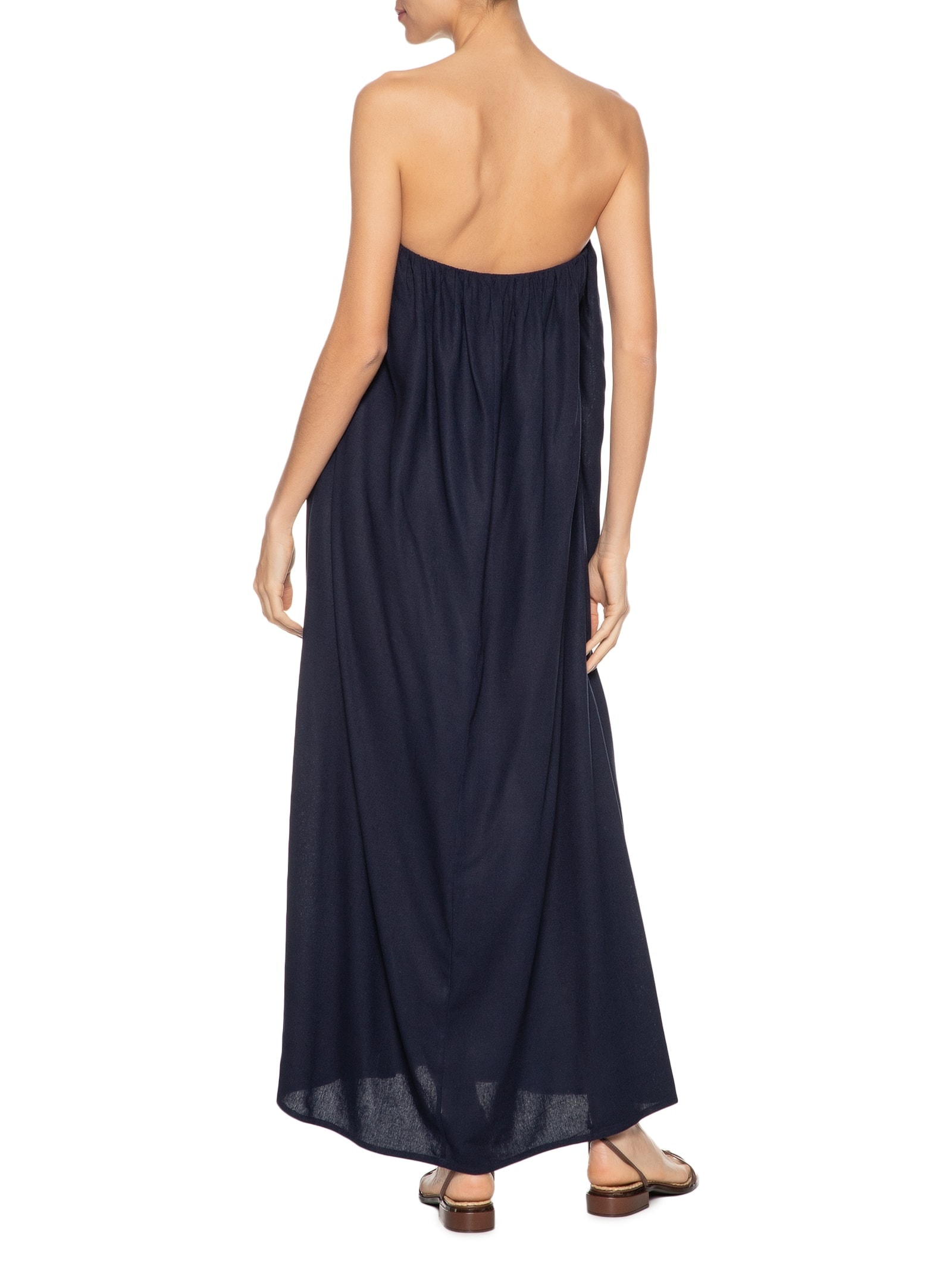 Vestido Midi Em Linho Misto Azul '2Essential