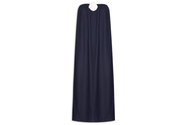 Vestido Midi Em Linho Misto - Azul