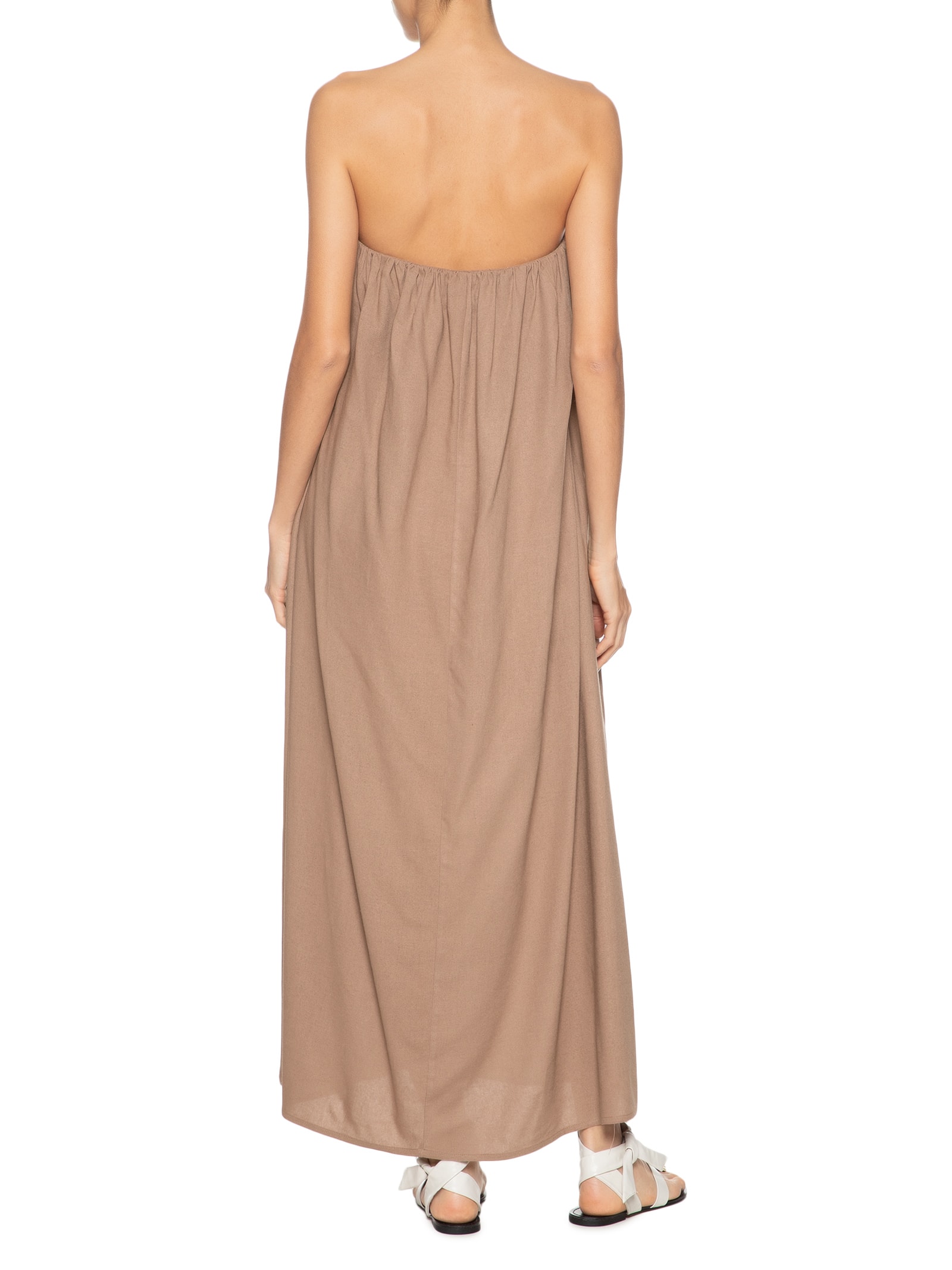 Vestido Midi Em Linho Misto Bege '2Essential