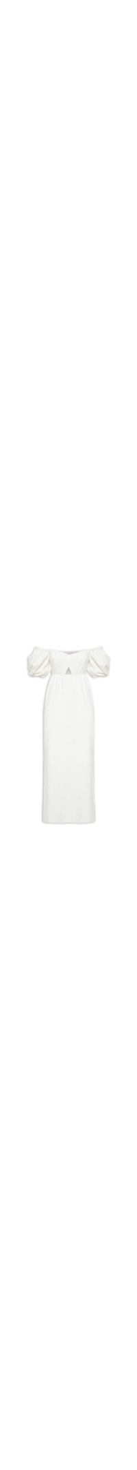 Vestido Midi Em Linho Misto Manga Bufante - Off White
