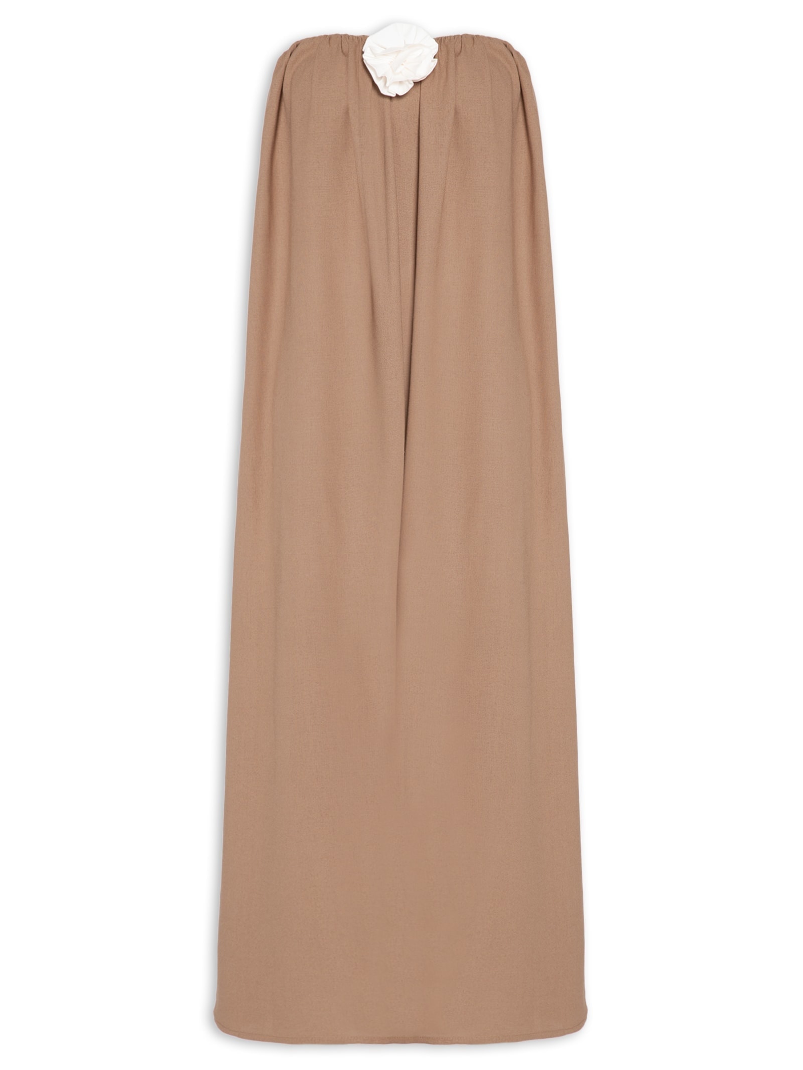 Vestido Midi Em Linho Misto Marrom '2Essential