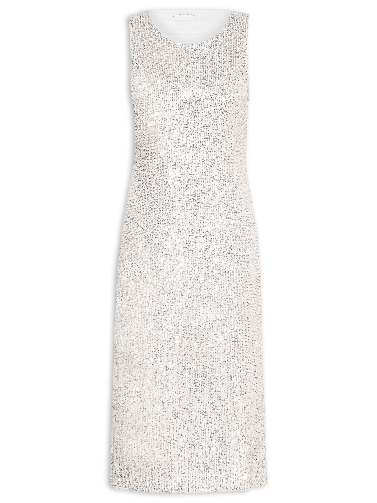 Vestido Midi Em Paetê Prata Market 33