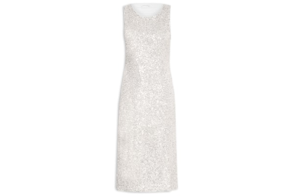 Vestido Midi Em Paetê - Prata