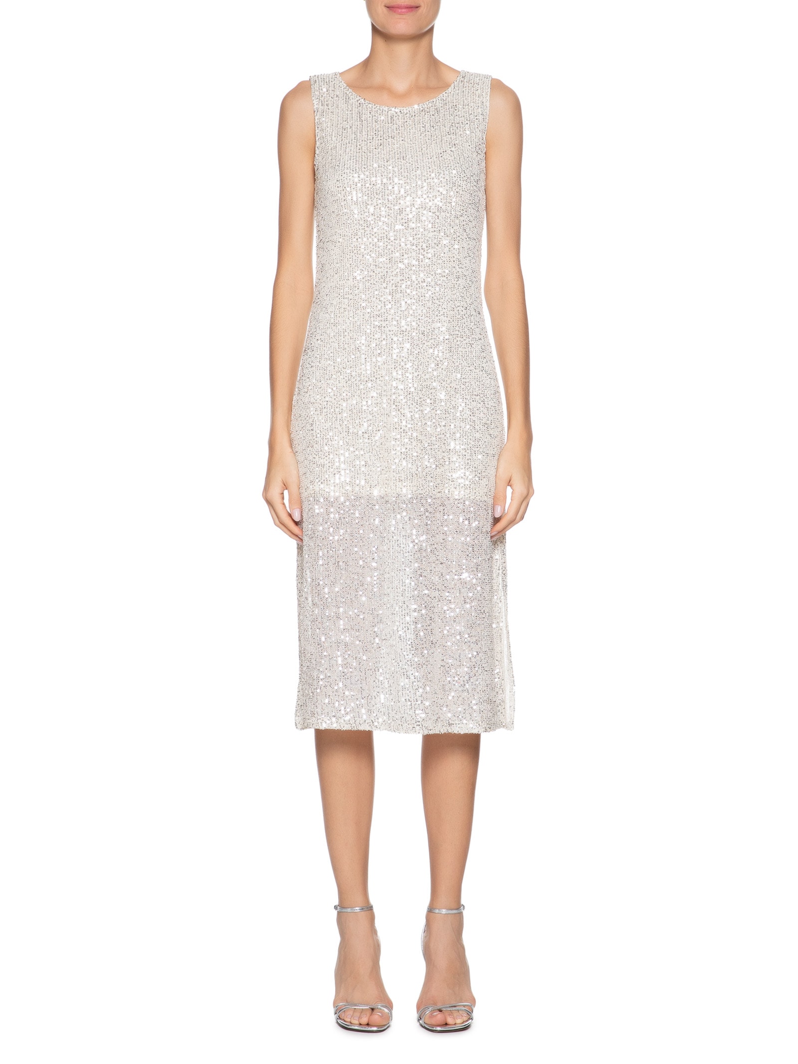 Vestido Midi Em Paetê Prata Market 33