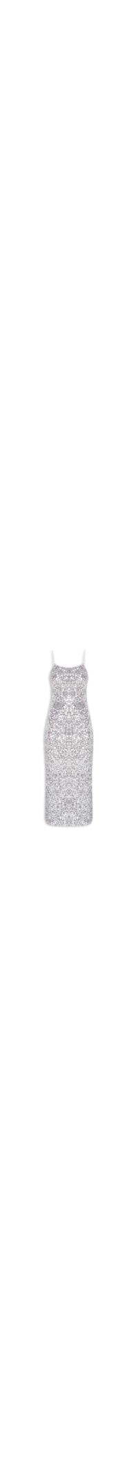 Vestido Midi Em Paetê - Prateado