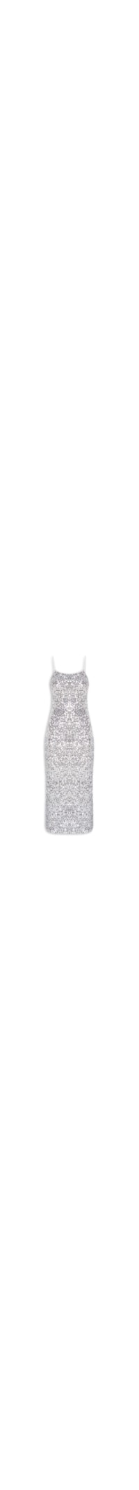 Vestido Midi Em Paetê - Prateado