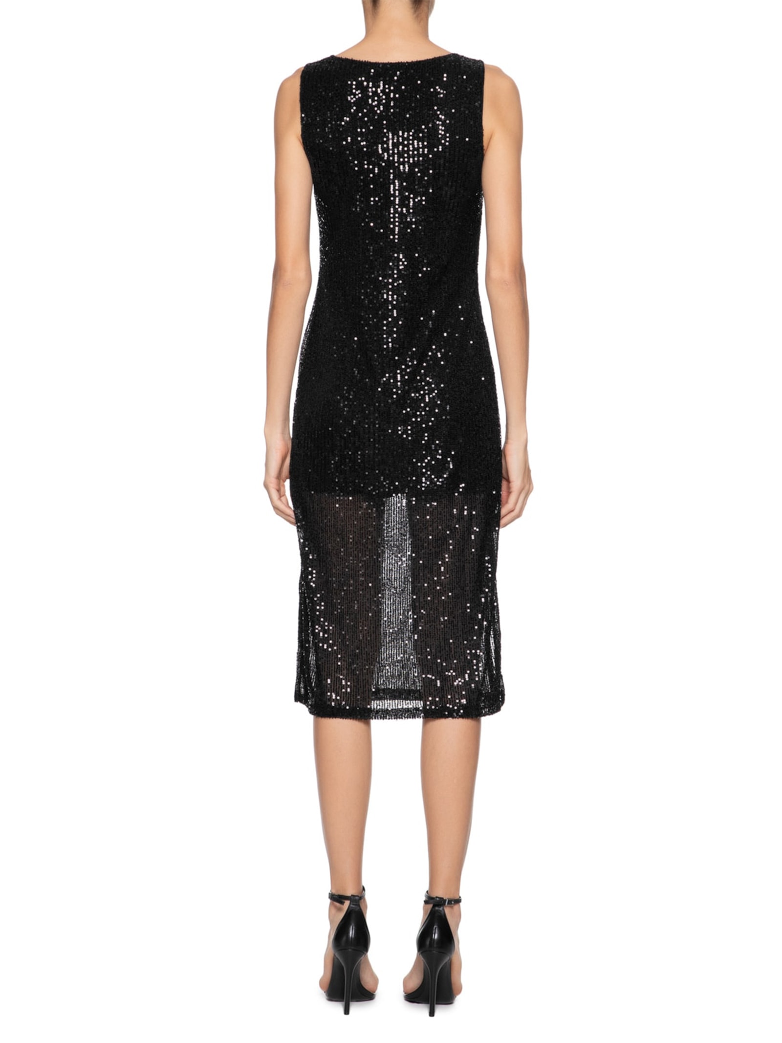 Vestido Midi Em Paetê Preto Market 33