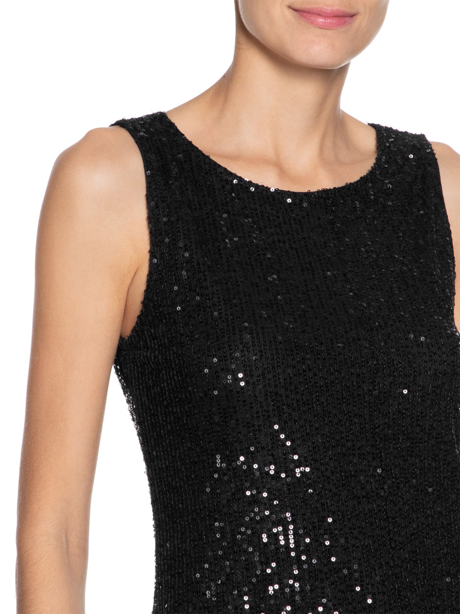 Vestido Midi Em Paetê Preto Market 33