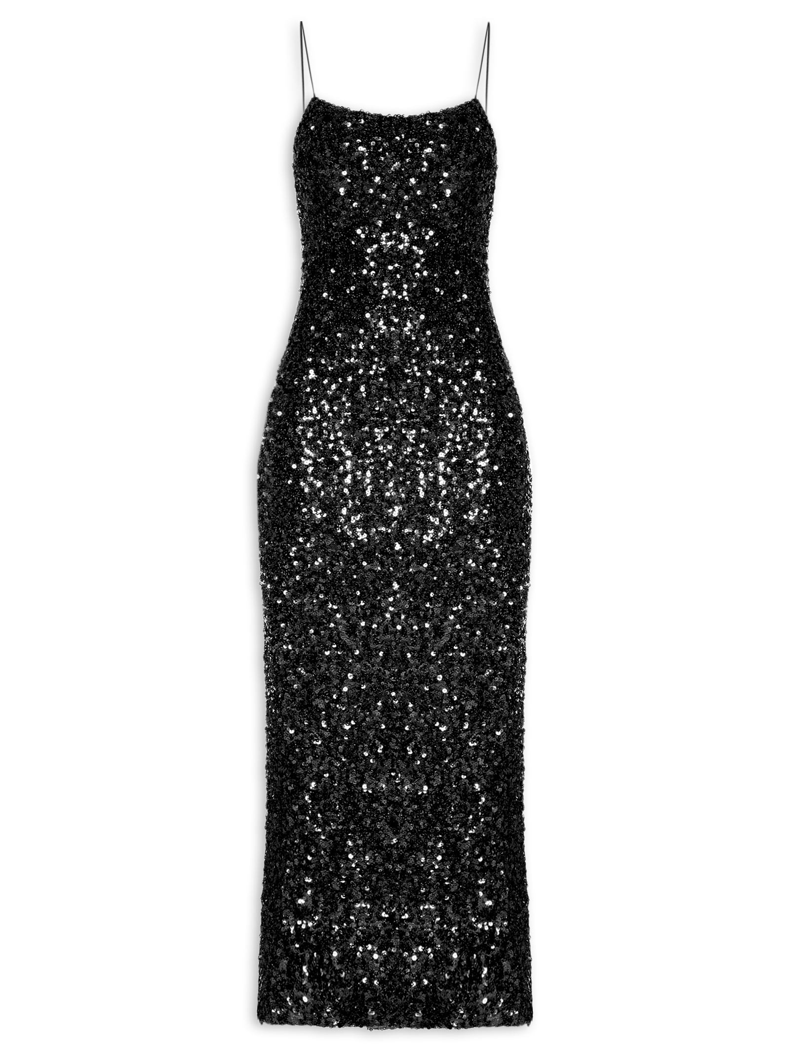 Vestido Midi Em Paetê Preto Market 33